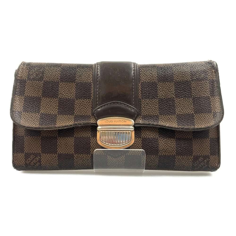 LOUIS VUITTON Damier Portefeuille Sistina Bi fold Long Wallet Brown